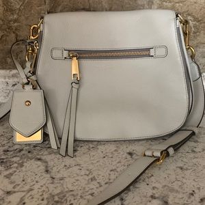 Marc Jacobs Light Gray Leather Crossbody Bag with Gold Hardware